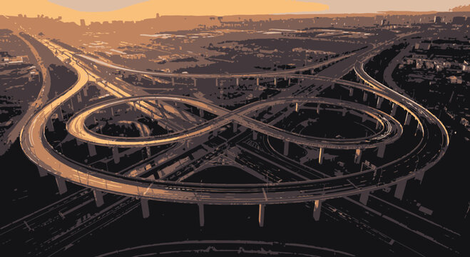 Complex Highway Interchange Aerial View - Modern Transportation Network