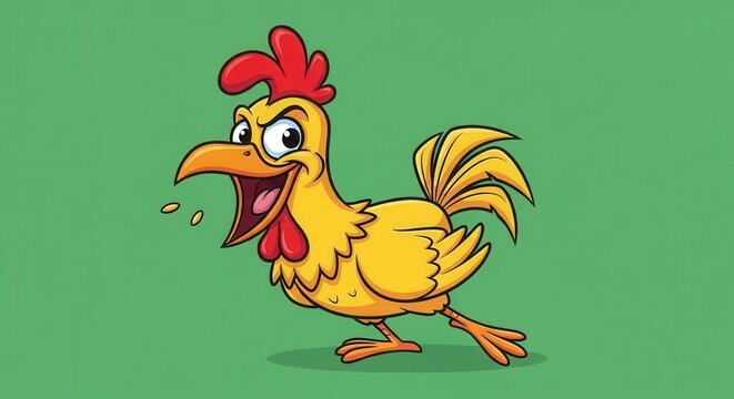 Bright Animated Cartoon Rooster Character Illustration for Entertainment