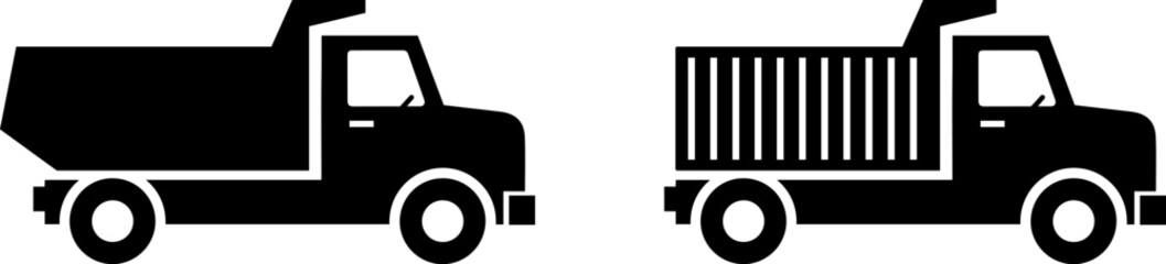 Comparison of dump truck and flatbed truck with cargo containers © MOHAMMAD RABBI