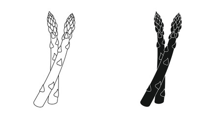 Fototapeta premium A simple illustration depicts two stalks of asparagus one lighter and one darker showcasing a minimalist design high quality