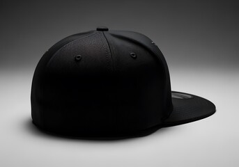 Obraz premium Black mesh back baseball cap with adjustable strap and small ventilation holes shown from side view
