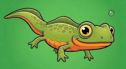 Fototapeta premium Colorful Cartoon Crocodile Illustration with Bright Green Background
