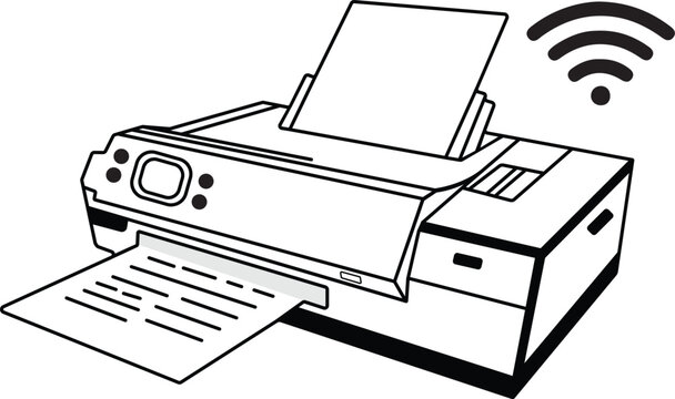 Printer line icon vector isolated, office printing machine outline icon