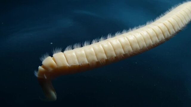 Microscopic Tapeworm Parasite Moving in Organic Fluid with Detailed Segmentation and Fine Hair-like Structures