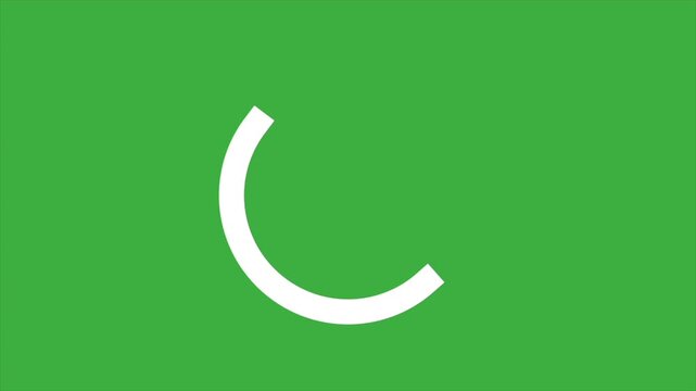 White loading circle animation on chroma key green screen background