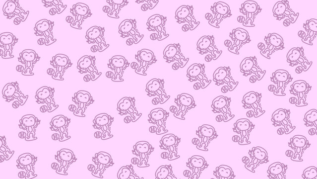 Minimalist seamless background featuring monkey cartoon line drawings in simple outline style.