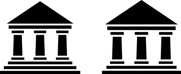 Naklejka premium Comparison of classical architectural styles with distinct column designs and triangular pediments