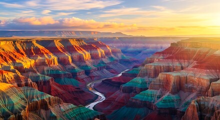 Majestic Grand Canyon Sunrise Over Colorado River.