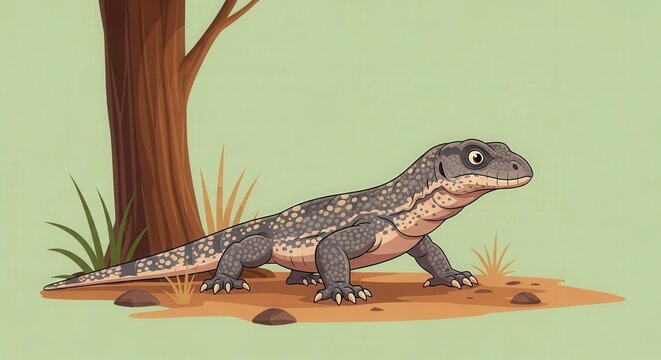 Lifelike Illustration of a Crocodile Resting on Riverbank in Natural Setting