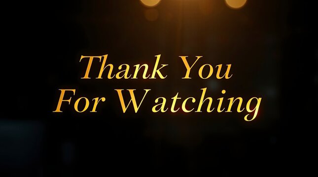 Creepy Dark Cinematic Thank You For Watching Outro with Golden Glow Typography, Minimal End Screen Animation