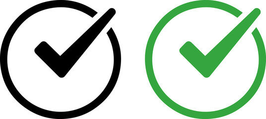 Contrast of black and green checkmark icons indicating approval or confirmation © MOHAMMAD RABBI