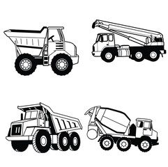 Dump Truck and Telescopic Crane Illustrations © Tanjilur