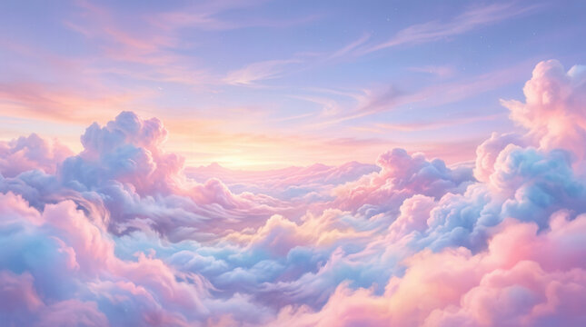 Beautiful Sunset Sky with Vibrant Pink and Purple Cloudscape
