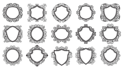 Obraz premium a collection of vintage crest emblem badge designs on a white background, suitable for use in graphic design, branding, and marketing materials