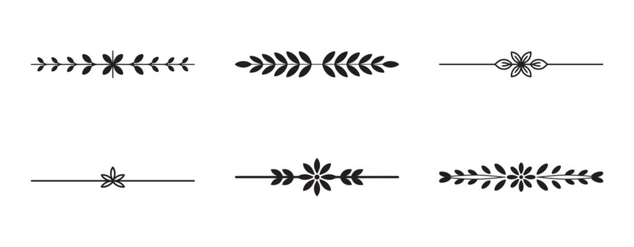 Minimalist floral dividers with hand drawn leaf and flower ornaments