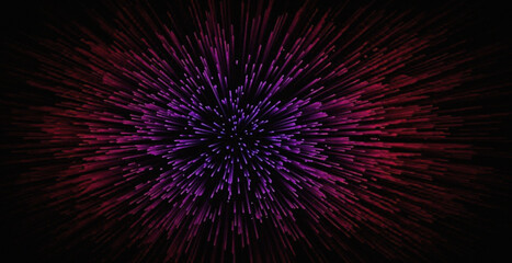 Fototapeta premium Vibrant purple and pink explosion of colorful lights on black background, perfect for technology and design projects, representing energy and innovation.