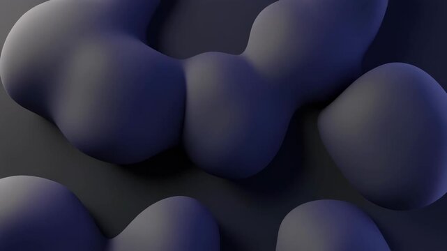 Abstract 3D Rendered Organic Shapes Moving and Morphing on a Dark Background.