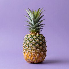 Pineapple's Tropical Allure: A ripe pineapple stands tall against a vibrant, solid backdrop, showcasing its textured skin and lush green crown.