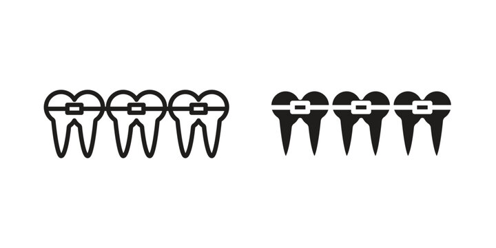 Braces icon element for graphic designs. line and flat symbols