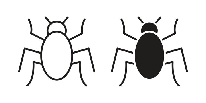 Bug icon element for graphic designs. line and flat symbols