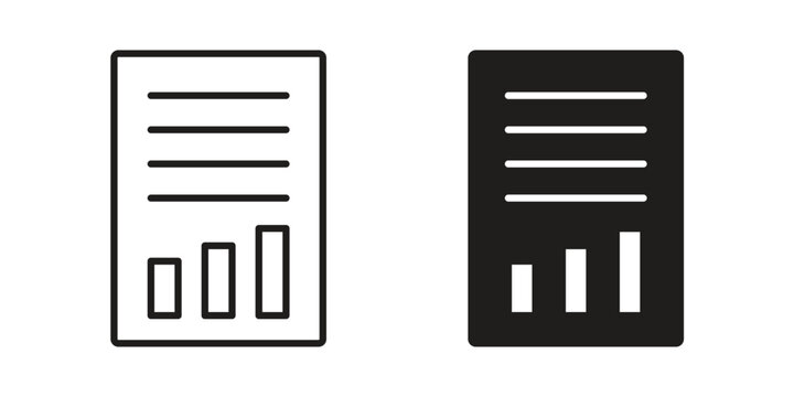 Business report icon element for graphic designs. line and flat symbols