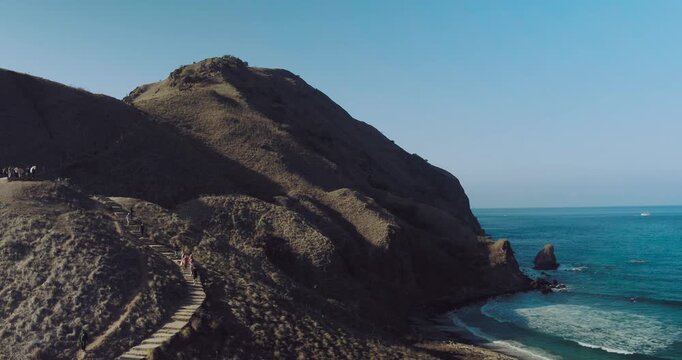 Drone Aerial Shot of Padar Island Tropical Landscape Indonesia