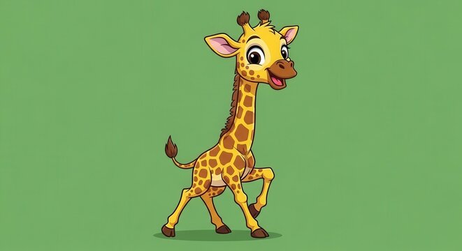 Playful Cartoon Giraffe Character Showing Excitement and Joy