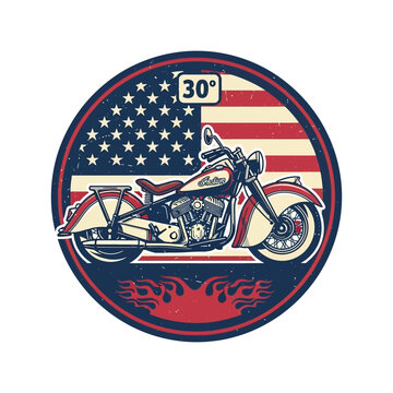 Vintage motorcycle patch with american flag and chinese characters design