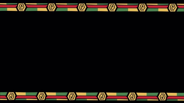 Abstract African Pattern Border video overlay background on transparent background, alpha channel