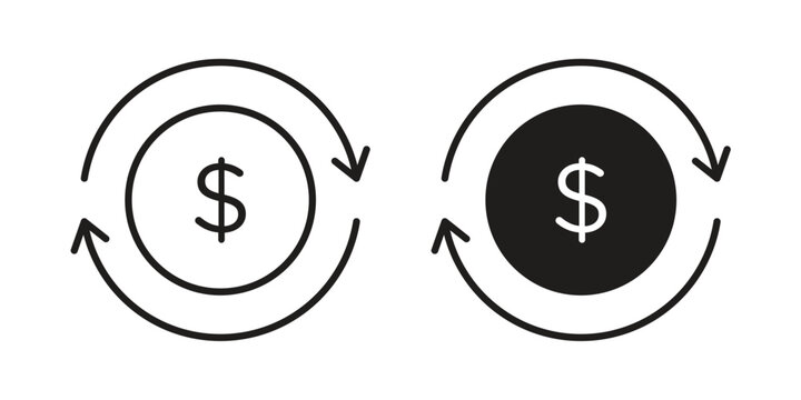 Cashback icon element for graphic designs. line and flat symbols