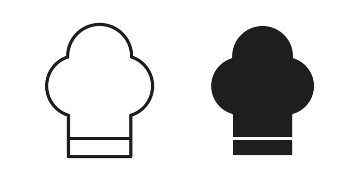 Chef hat icon element for graphic designs. line and flat symbols