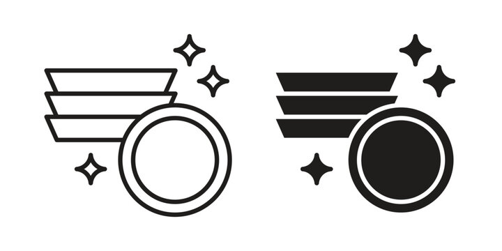 Clean plate icon element for graphic designs. line and flat symbols