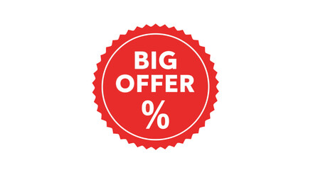 Red Big Offer Discount Label Icon.