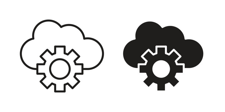 Devops icon element for graphic designs. line and flat symbols