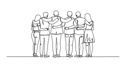 Obraz premium A group of people stand together with arms around each other