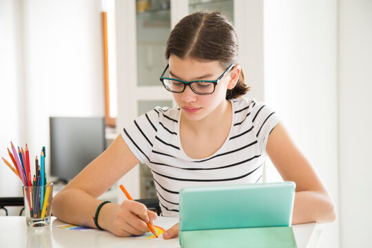 Portrait of girl painting