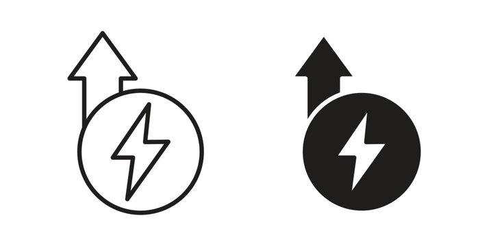 Energy increase icon element for graphic designs. line and flat symbols