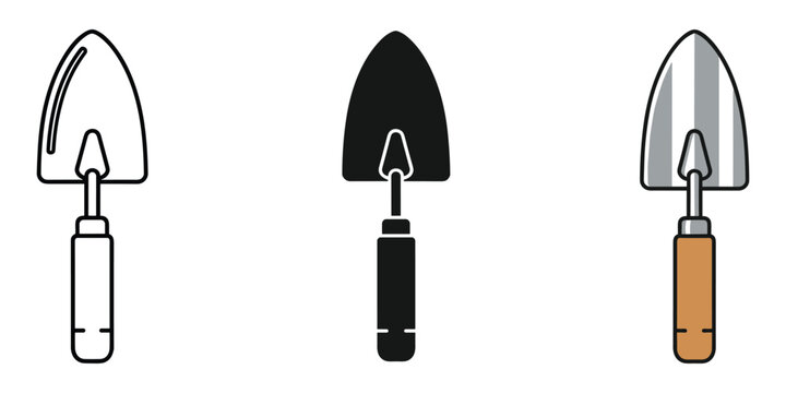 Three different trowel illustrations in various styles