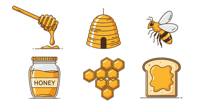 Honey bee hive and honeycomb food.