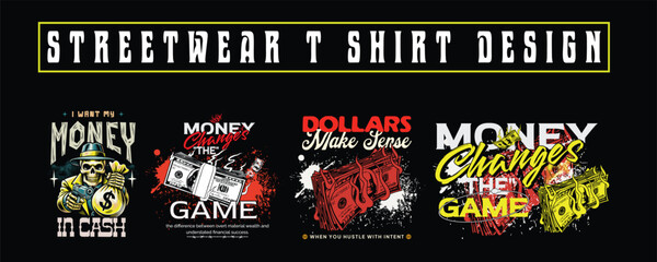 Naklejka premium Urban Streetwear T-Shirt Design Bundle – Graffiti Typography Graphic Pack