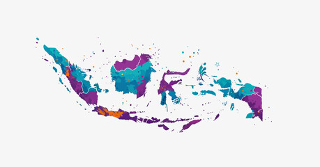 Obraz premium Abstract Watercolor Map of Indonesia Artwork