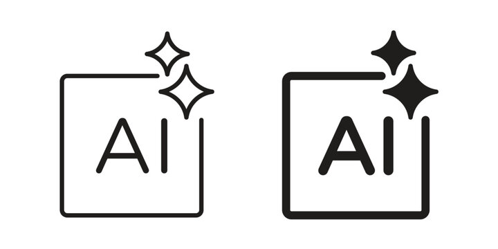 Generative Ai icon element for graphic designs. line and flat symbols