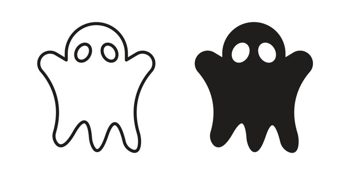 Ghost icon element for graphic designs. line and flat symbols