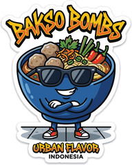 Fototapeta premium Bakso Bombs Cartoon Character.