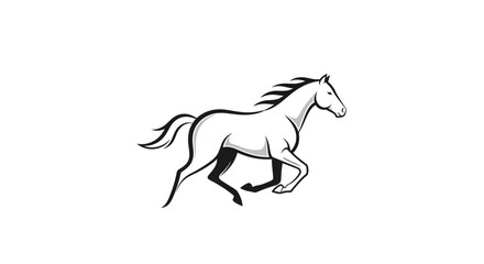 Fototapeta premium Running Horse Silhouette Side View.