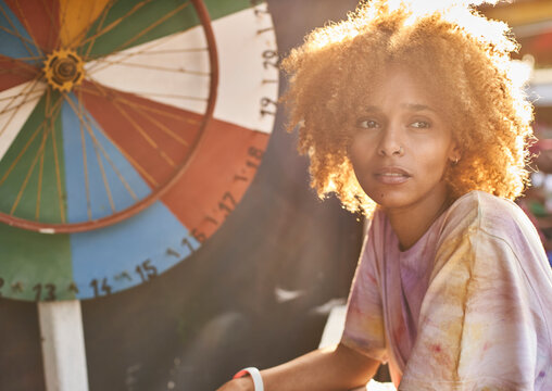 Woman at a wheel of fortune