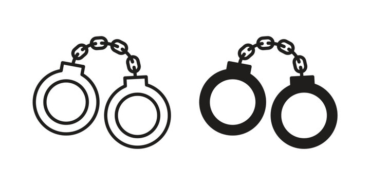 Handcuffs icon element for graphic designs. line and flat symbols