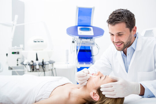 Aesthetic surgery, woman receiving face lift