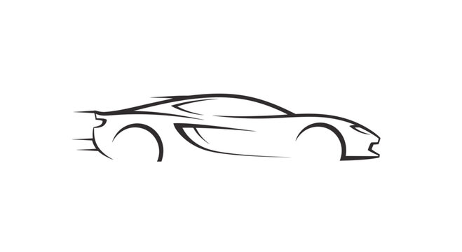 Speeding sports car side view.