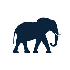 Obraz premium Elegant silhouette of a walking elephant against a white background.
